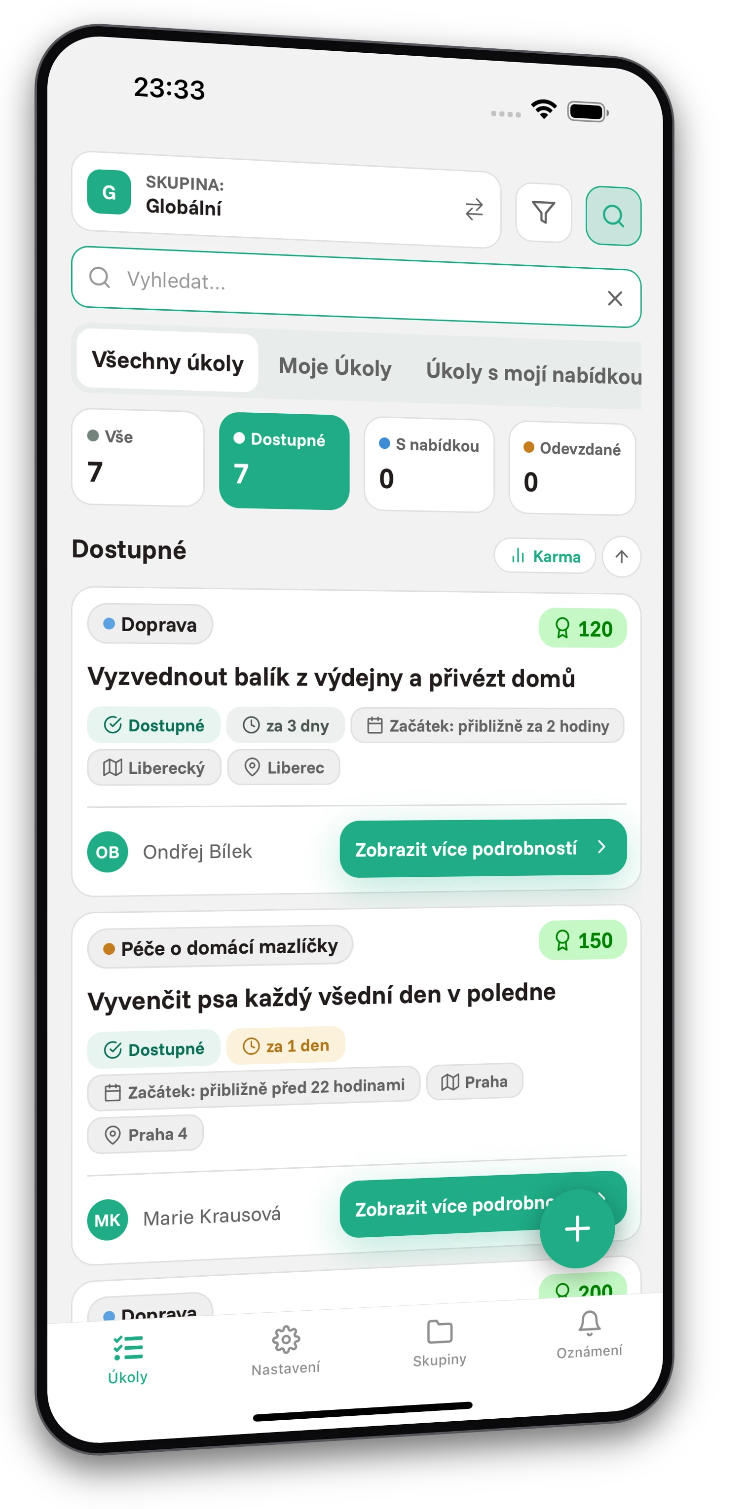 Screenshot z aplikace Jobiro - Mnoho úkolů a zcela zdarma a bez omezení.